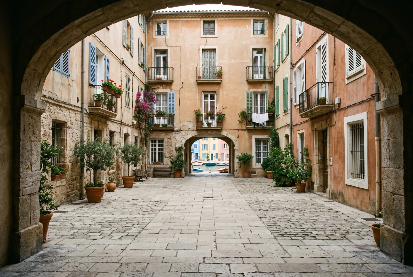 Cour intérieure d'un immeuble à Martigues